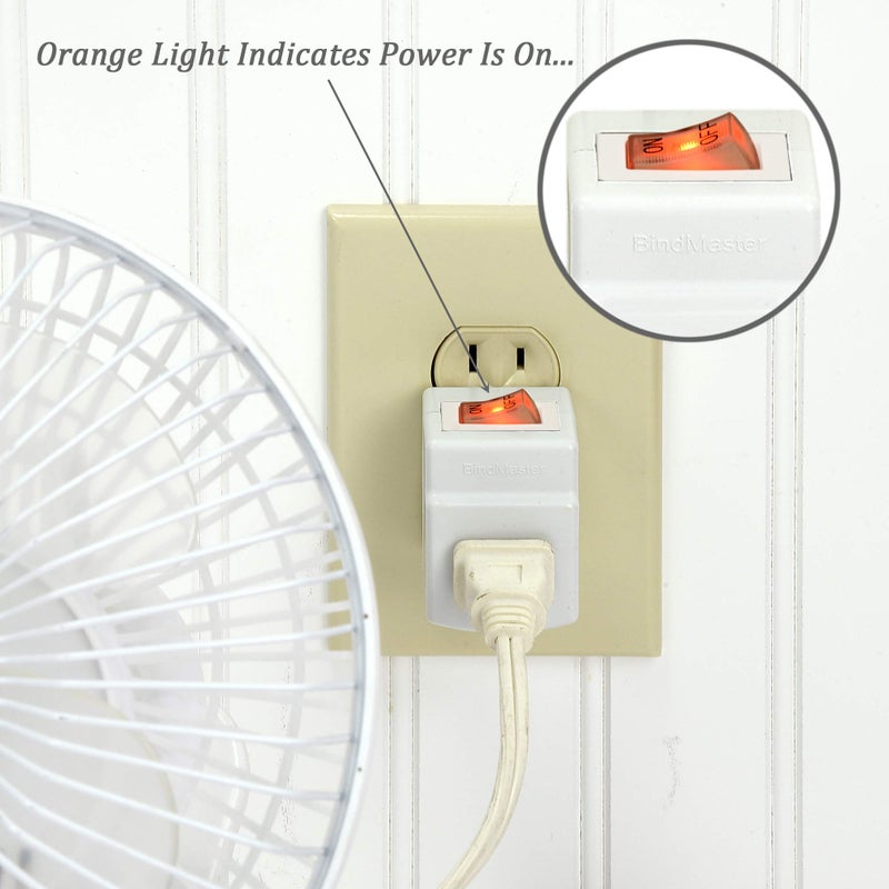 BindMaster 3 Prong Grounded Single Port Power Adapter with Indicator On/Off Switch (3 Pack) - Image 3